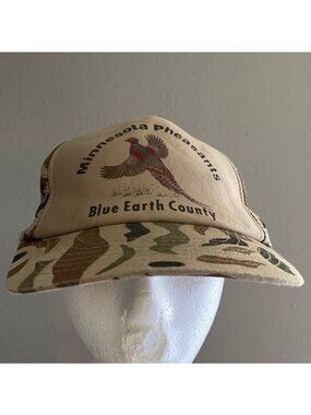 VTG Trucker Snapback Hat Tan Brown Camo Minnesota Pheasants Cap Worn In OS